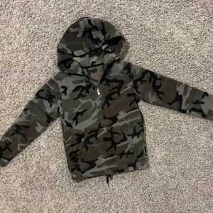 RVCA camo quarter zip fleece hoodie, size 10